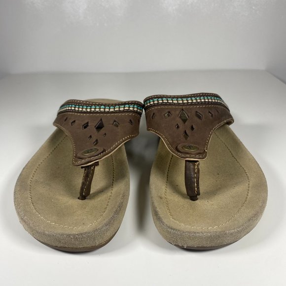 Margaritaville Women Sandals Flip Flops Diamond Cove Suede Brown Sz 6 - Picture 3 of 15